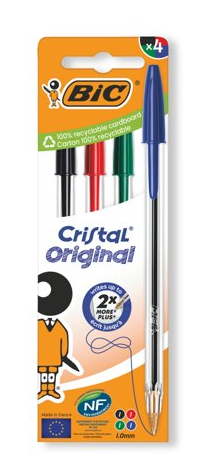 Bic Cristal Ballpoint Pen Medium Assorted (Pack of 4) 8308621