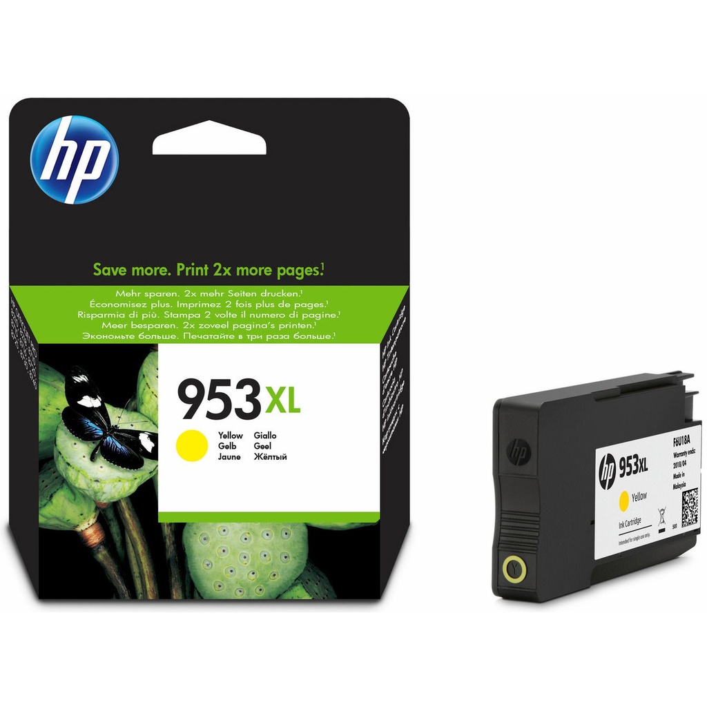 HP 953XL Yellow High Capacity Inkjet Cartridge - F6U18AE