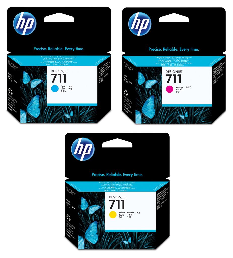 HP 711 Ink Cartridges Multipack - 3 Colours - P2V32A