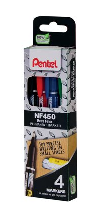 [PE11337] Pentel Permanent Marker Fine Assorted (Pack of 4) YNF450/4-M
