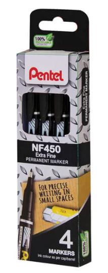 Pentel Permanent Marker Fine Black (Pack of 4) YNF450/4-A