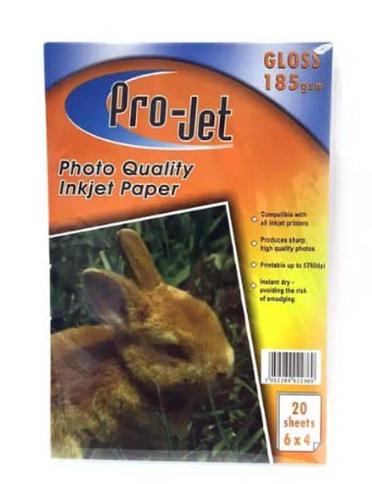 Pro-Jet 6x4 185gsm Photo Paper - 20 pack