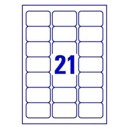 Multipurpose Labels - 63.5x38mm - 21 Per Sheet - 100 Sheets - 2100 Labels