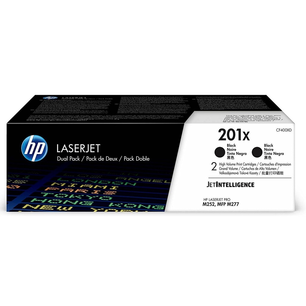 HP 201X Black High Capacity Toner Cartridges - Twin Pack - CF400XD