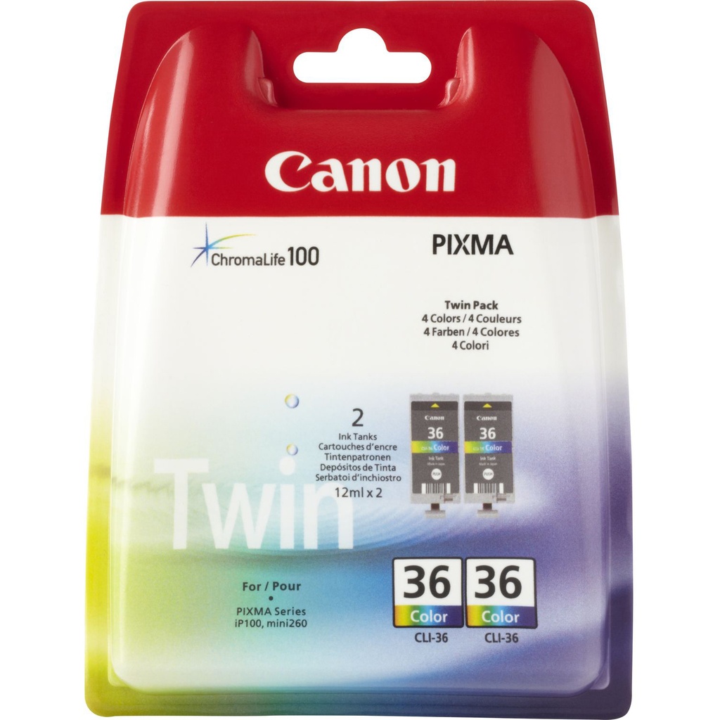Canon CLI36 Tri-Colour Ink Cartridge - Twin Pack
