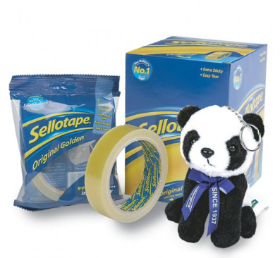 Sellotape Original Easy Tear Extra Sticky Golden Tape 24mm x 66m - Pack 6 - Free Panda