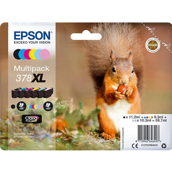 Epson 378XL Squirrel High Yield Ink Multipack - (Pack 6) - C13T37984010