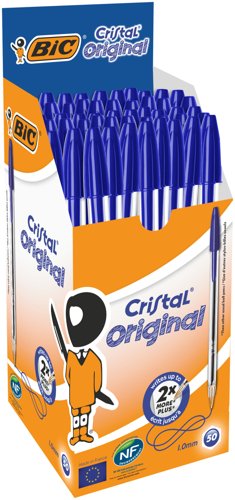 [BC10001, 68625BC] Bic Cristal Ballpoint Pen Medium Blue (Pack of 50) 837360