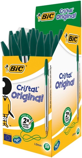 [BC76246] Bic Cristal Ballpoint Pen Medium Green (Pack of 50) 8373629