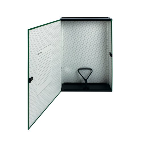 [86073PG] 70/75mm Box File - Foolscap - Green - Single