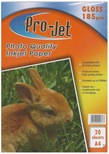 [PJ185A4] Pro-Jet A4 185gsm Photo Paper - 20 Pack