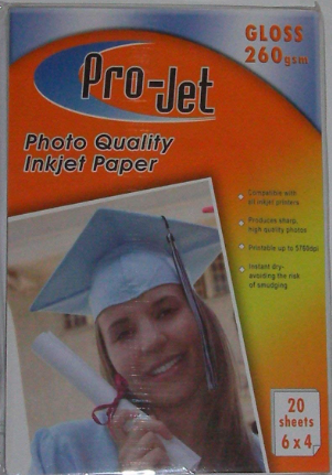 [PJ260A6] Pro-Jet 6x4 260gsm Photo Paper - 20 pack