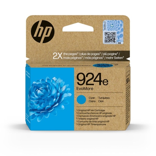 [HP4K0U7NE] HP 924E (XL) Cyan High Capacity Ink Cartridge - 4K0U7NE 