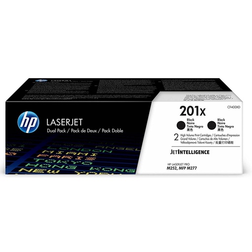 [HPCF400XD] HP 201X Black High Capacity Toner Cartridges - Twin Pack - CF400XD