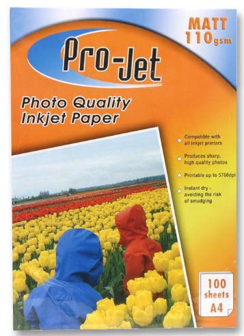[PJ110A4M] Pro-Jet A4 110gsm Matt Photo Paper - 100 Pack
